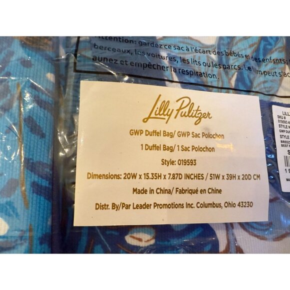 Lilly Pulitzer NWT 3 Piece Set Duffle Bag Tote Bag & Pouch Best Fronds Forever F - Picture 5 of 9
